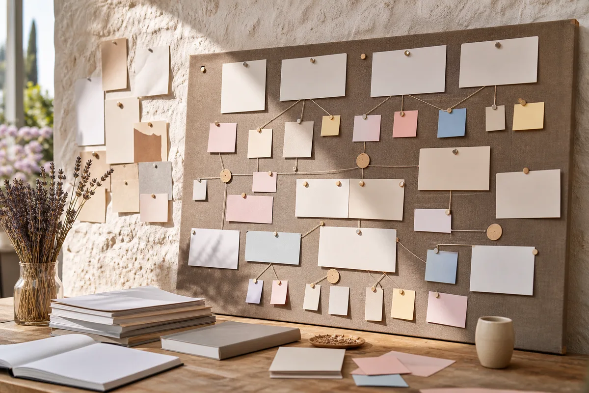 Tableau de planification d&rsquo;un lancement avec étapes, jalons et notes adhésives