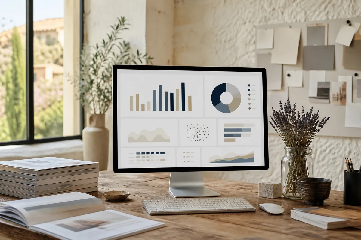 Tableau de bord de suivi de visibilité affiché sur un écran de bureau